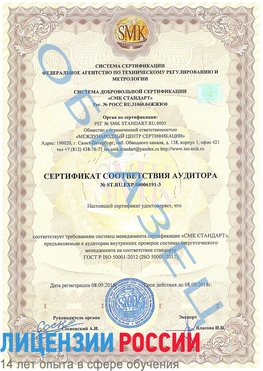 Образец сертификата соответствия аудитора №ST.RU.EXP.00006191-3 Печора Сертификат ISO 50001
